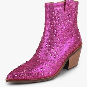 Glamorous sparkly pink glitter cowboy Booties size 9.5